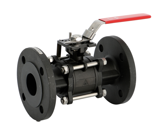 Carbon steel ball valve 710 3 piece body RF PN40 + ISO pad DN15